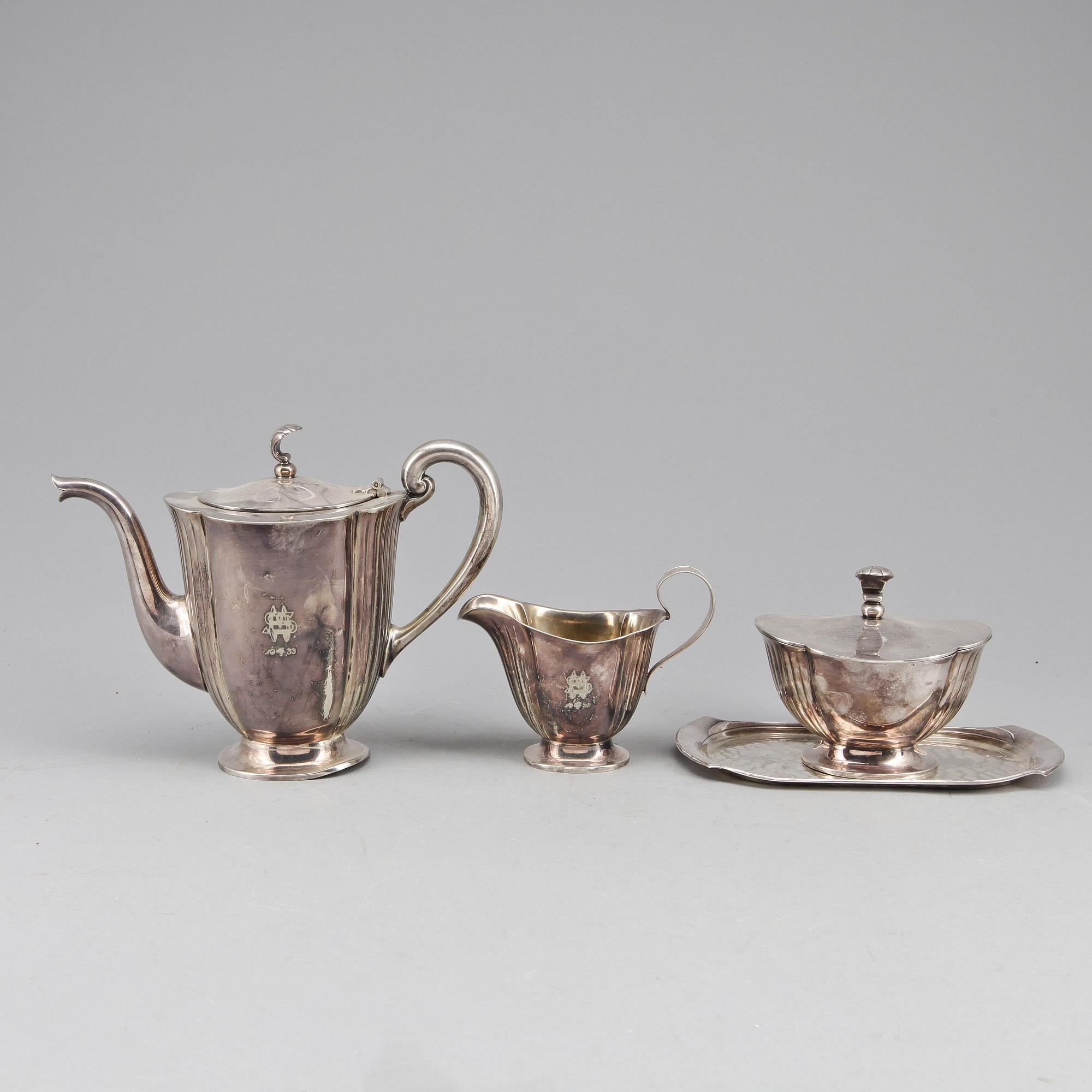 KAFFESERVIS, nysilver, GAB, 4 delar.