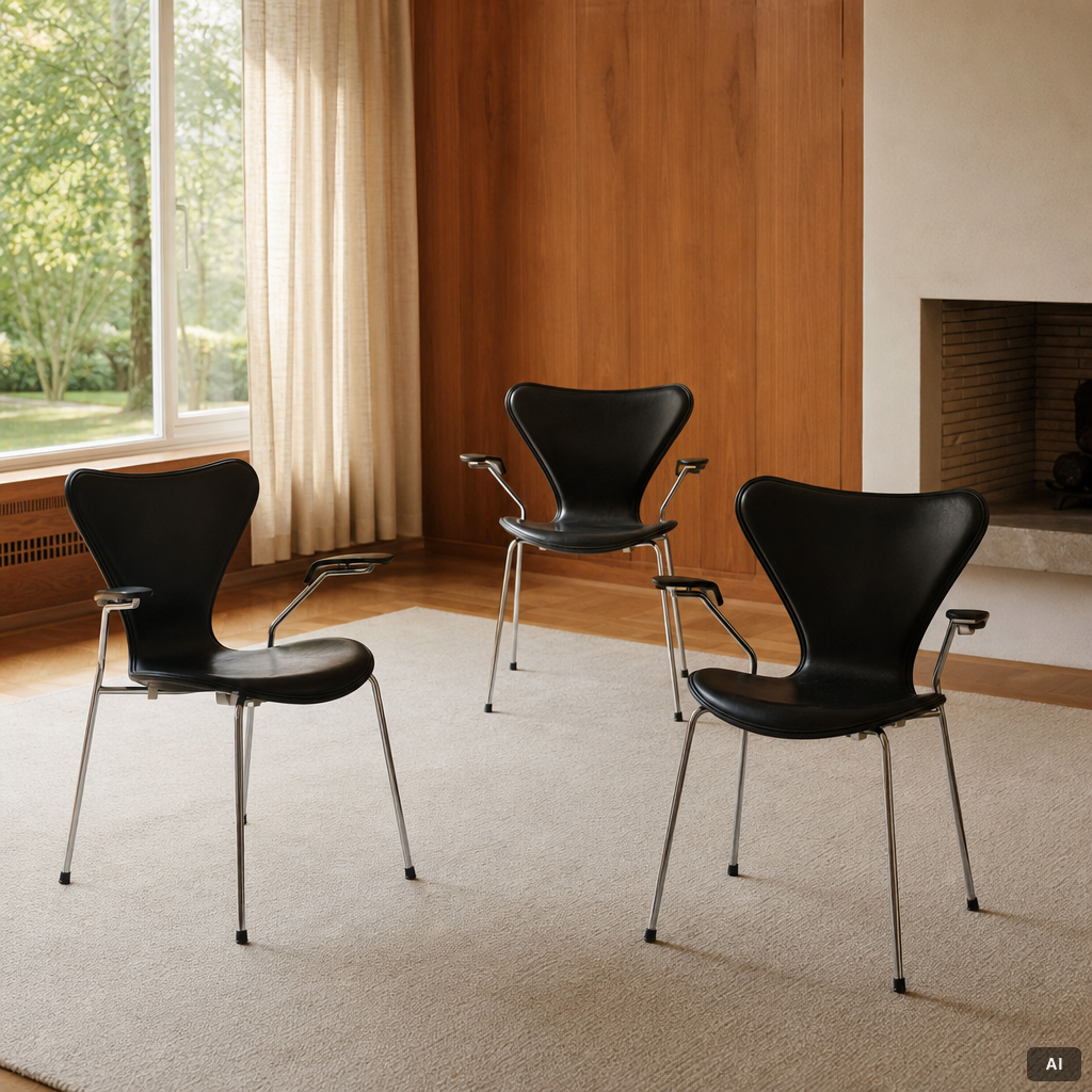 Arne Jacobsen, Armchairs, 4 pcs, "The Seven", Fritz Hansen, Denmark, 2006.