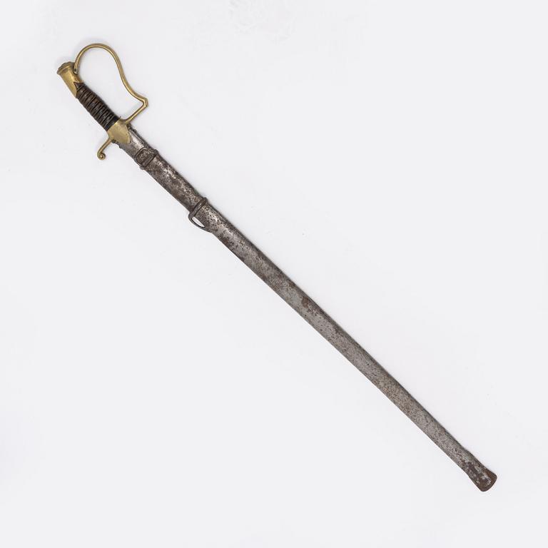 A Swedish artillery sabre, 1889 pattern, with scabbard.