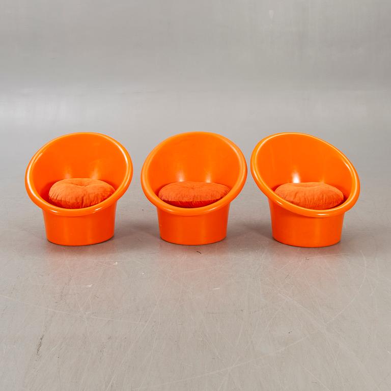 Olle Gjerlöv-Knudsen och Torben Lind, a set of three plastic easy chairs "Skopa" for IKEA 1974.