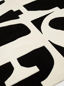 Robert Indiana, a carpet, "White on Black", Chosen Love, hand tufted in 1995, ca 246,5 x 245,5 cm, Robert Indiana.