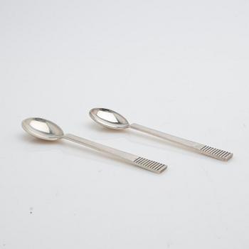 Georg Jensen, Teaspoons, 8 pieces, “Parallel”, silver, Denmark, mid-20th century.
