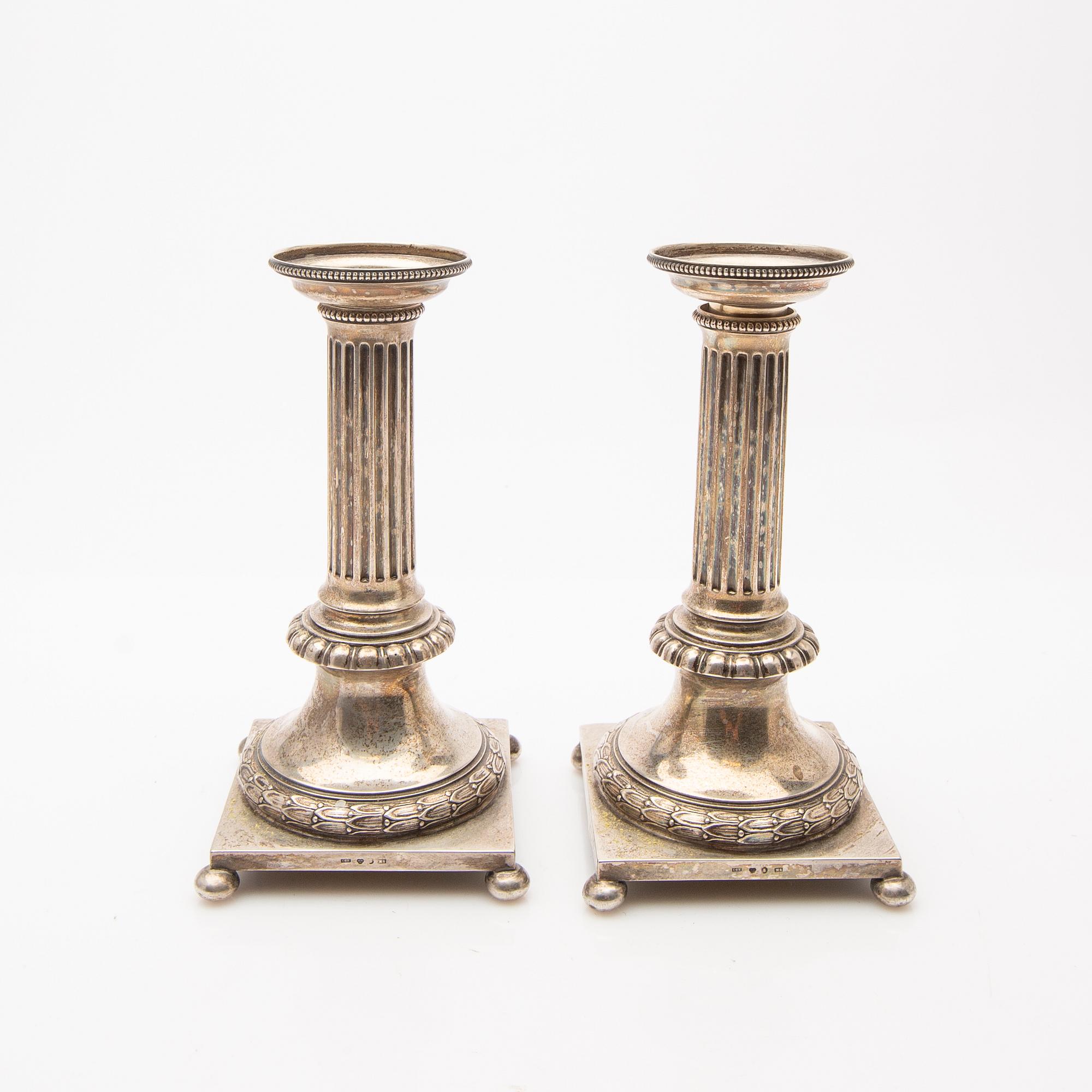 C.G. Hallberg, Ljusstakar, ett par, silver, 1900, Stockholm.