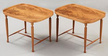 Josef Frank, a pair of mahogany side tables, Svenskt Tenn, model 974, post 1985.