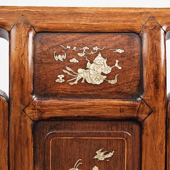 A pair of hardwood armchairs, late Qing dynasty.