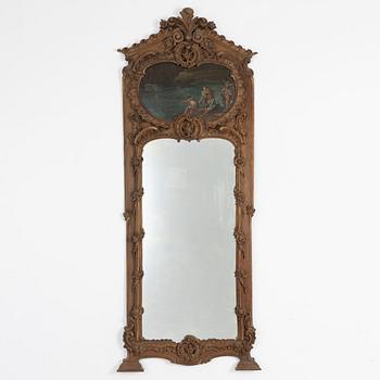 Spegel med konsolbord, sent 1800-tal, med målning, 1700-tal.