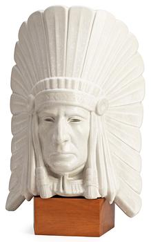 360. A Gunnar Nylund stoneware sculpture of an indian chief, Rörstrand.
