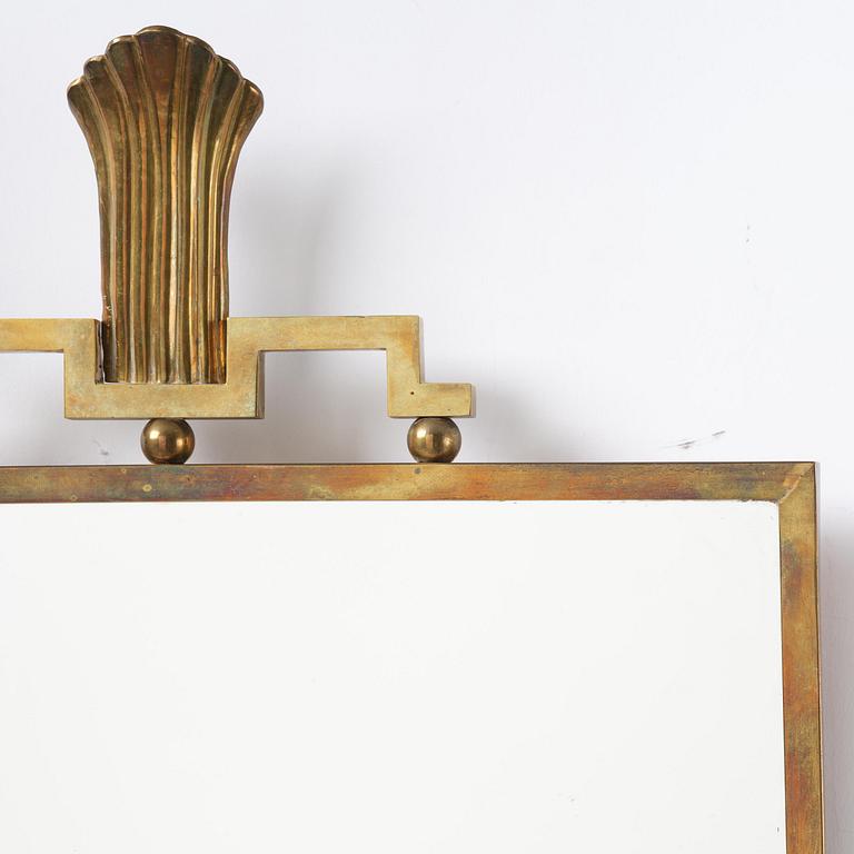 Lars Holmström, a Swedish Grace brass wall mirror, Arvika, 1920-30s.