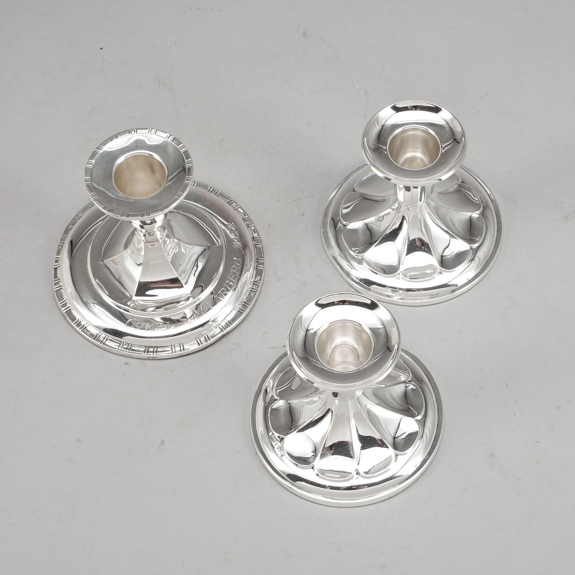 LJUSSTAKAR, 2+1, silver, K & EC, Göteborg 1951-1972.