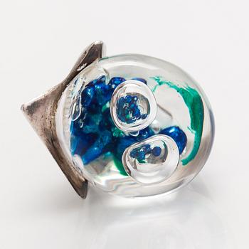 Björn Weckström, "Petrified lake", a sterling silver and acrylic ring. Lapponia 1973.