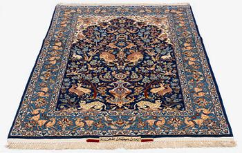 Matta, semiantik Isfahan, Centrala Persien, part silk, signerad, ca 175 x 106 cm.