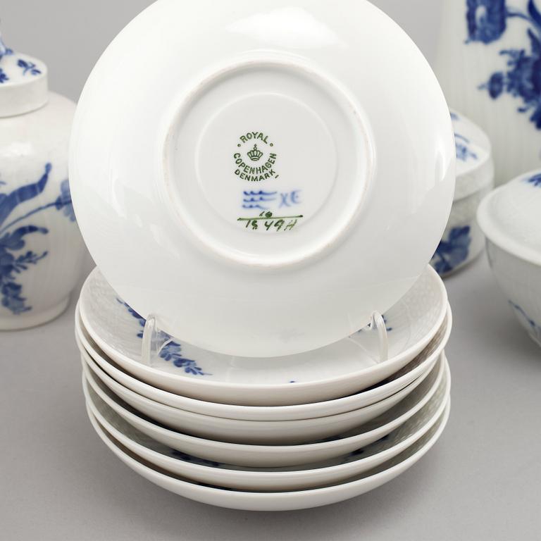 42 pieces of tableware called "Blå Blomst" by Royal Copenhagen, Denmark, during 20th century.