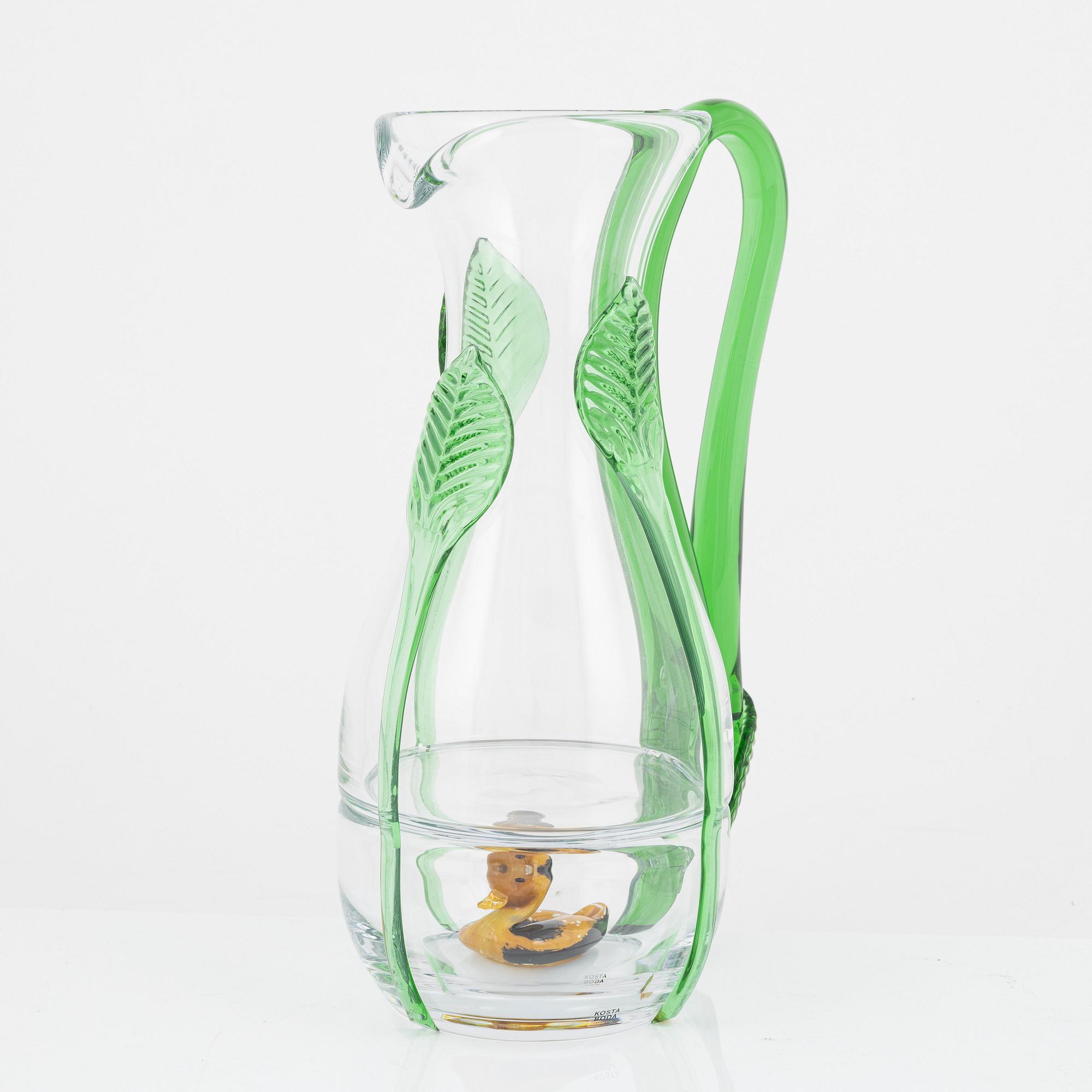 Ernst Billgren, kanna, glas, "New friends". Kosta Boda, signerad.