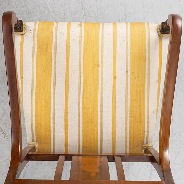 Karmstolar, ett par, empire, Sydsverige, 1800-talets första hälft.