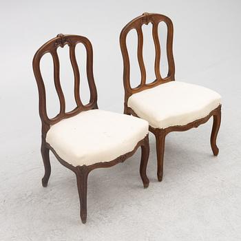 Chairs, 8 pcs (4 + 4), Louis XV and Louis XV style, 18th/19th century.