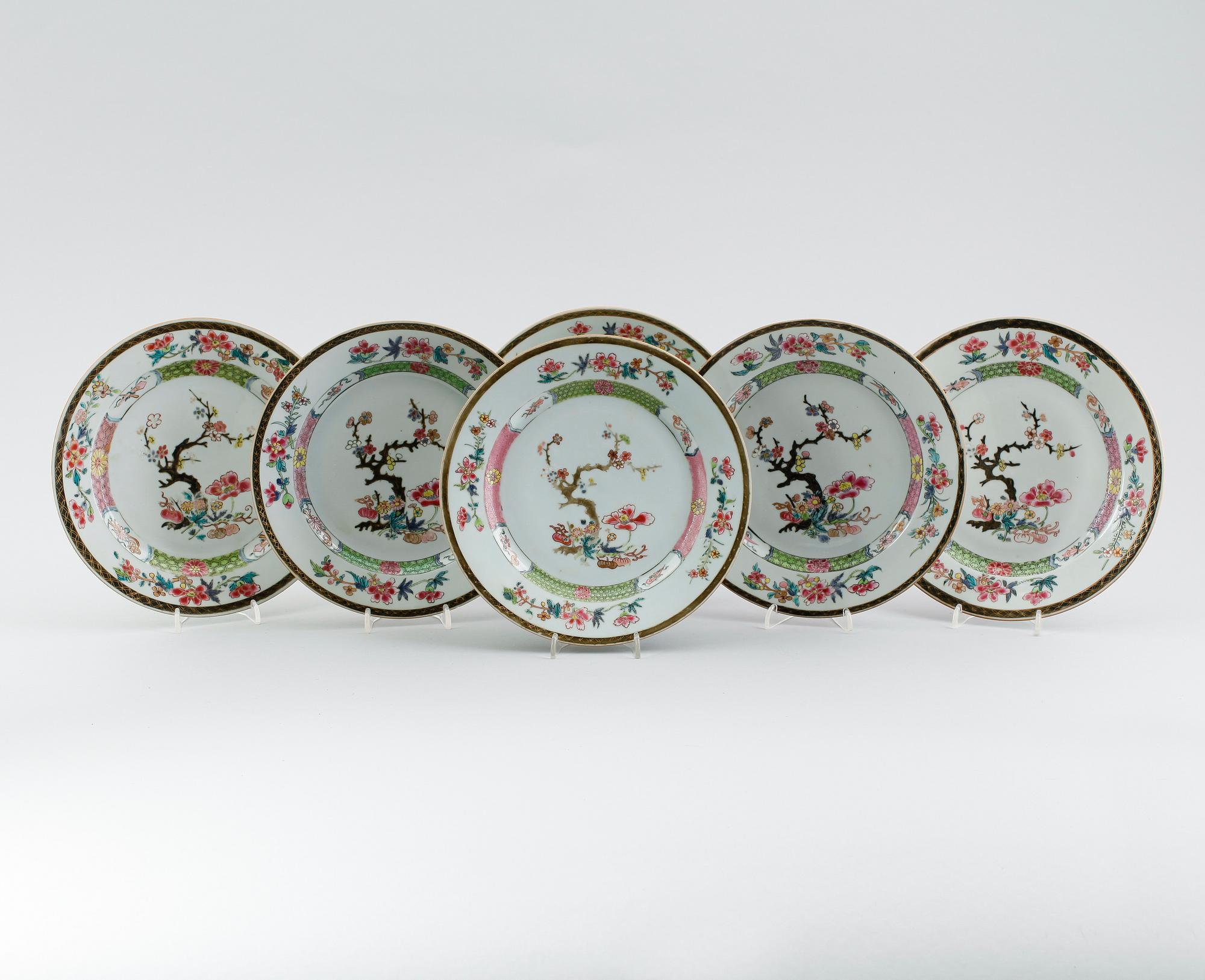 TALLRIKAR, 6 st, porslin, Kina, Qianlong 1736-1795.