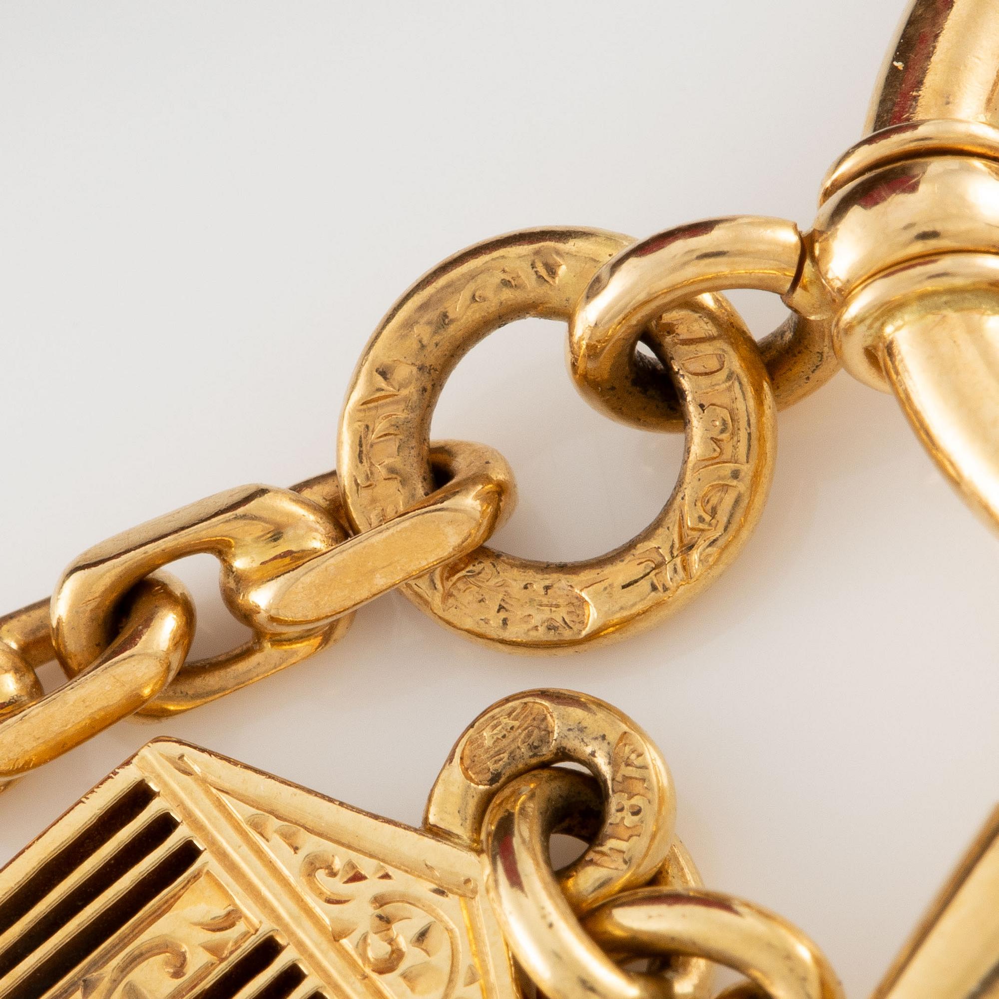 Chronometer Eterna, 14K gold, chain and chatelaine in 18K, 48 mm.