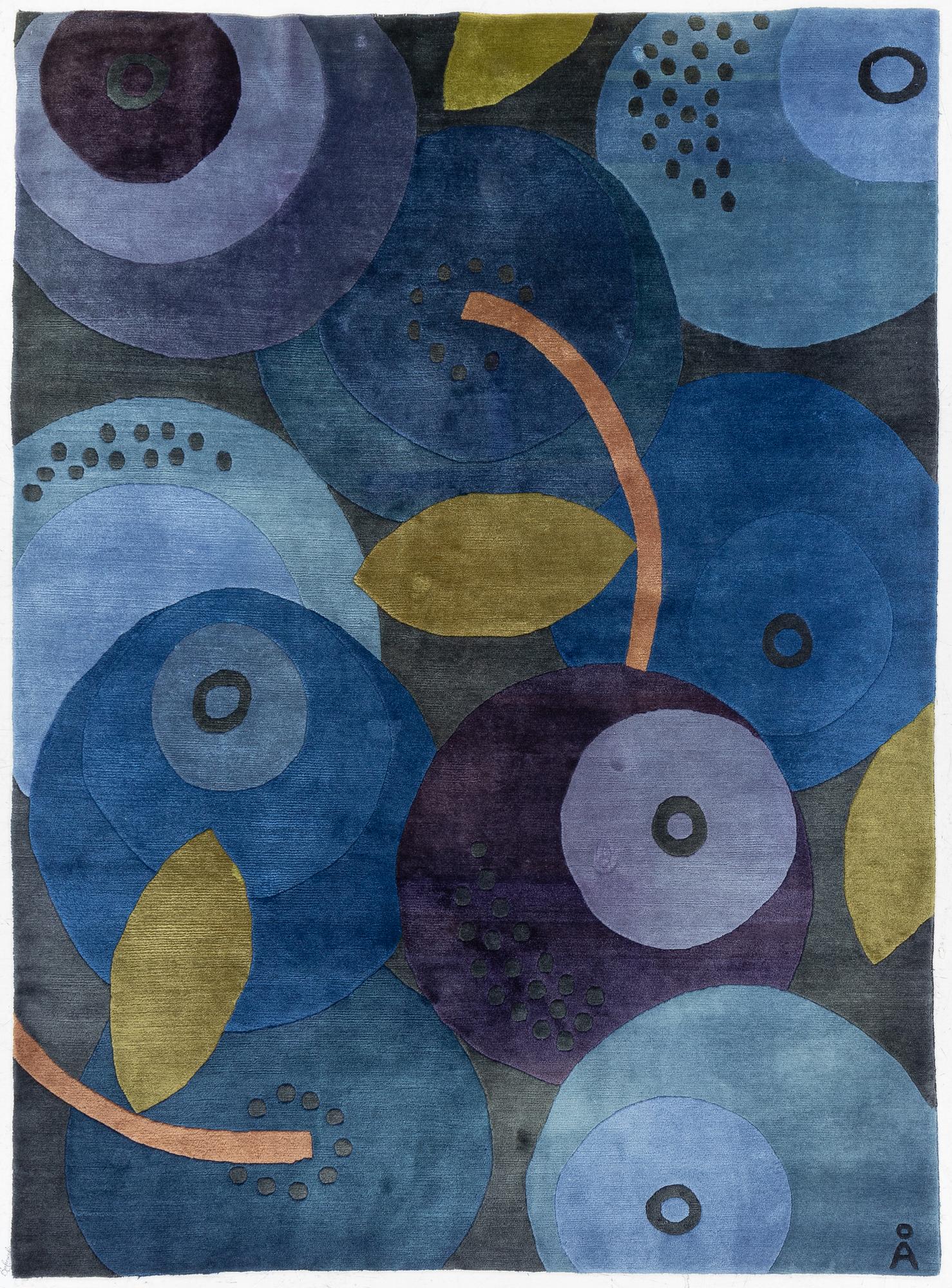 Anna-Johanna Ångström, matta, "Blåbär", Axeco, ca 230 x 170 cm.