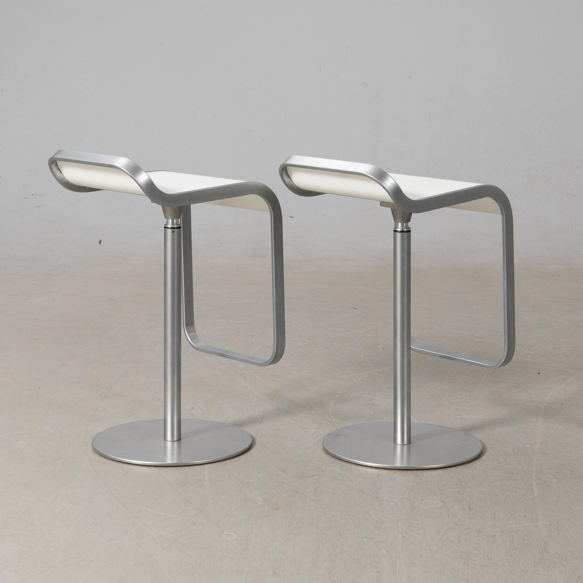 Shin & Tomoko Azumi bar stools, a pair "Lem" for LaPalma, Italy, late 20th century.