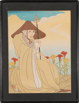 Paul Jacoulet, träsnitt, signerad.