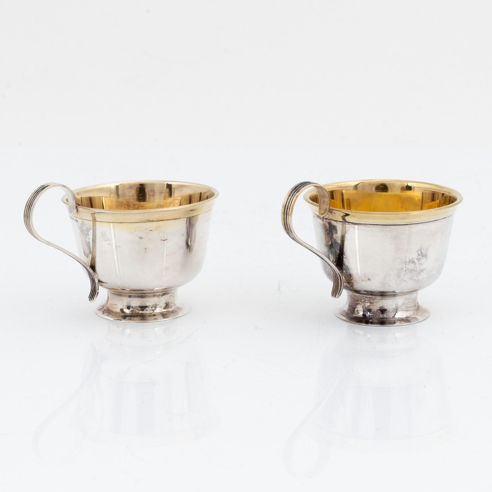 Punchmuggar, 12 st, silver, Johanna Gottschalk, Arkala, Stockholm, 1962-68.