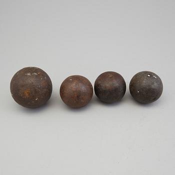 FOUR IRON CANON BALLS, 17th/18th century,