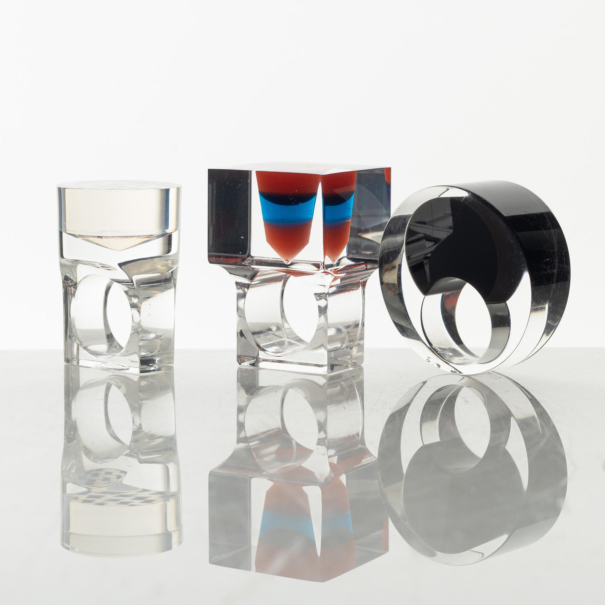 Siv Lagerström, three acrylic rings, 1970s.