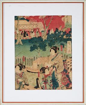 UTAGAWA HIROSHIGE samt KUNISADA, träsnitt, 1800-tal.