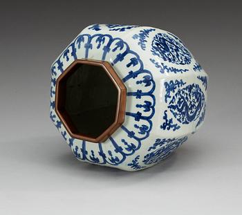 A blue and white jar, Ming dynasty with Jiaqings six character mark and period (1522-66).