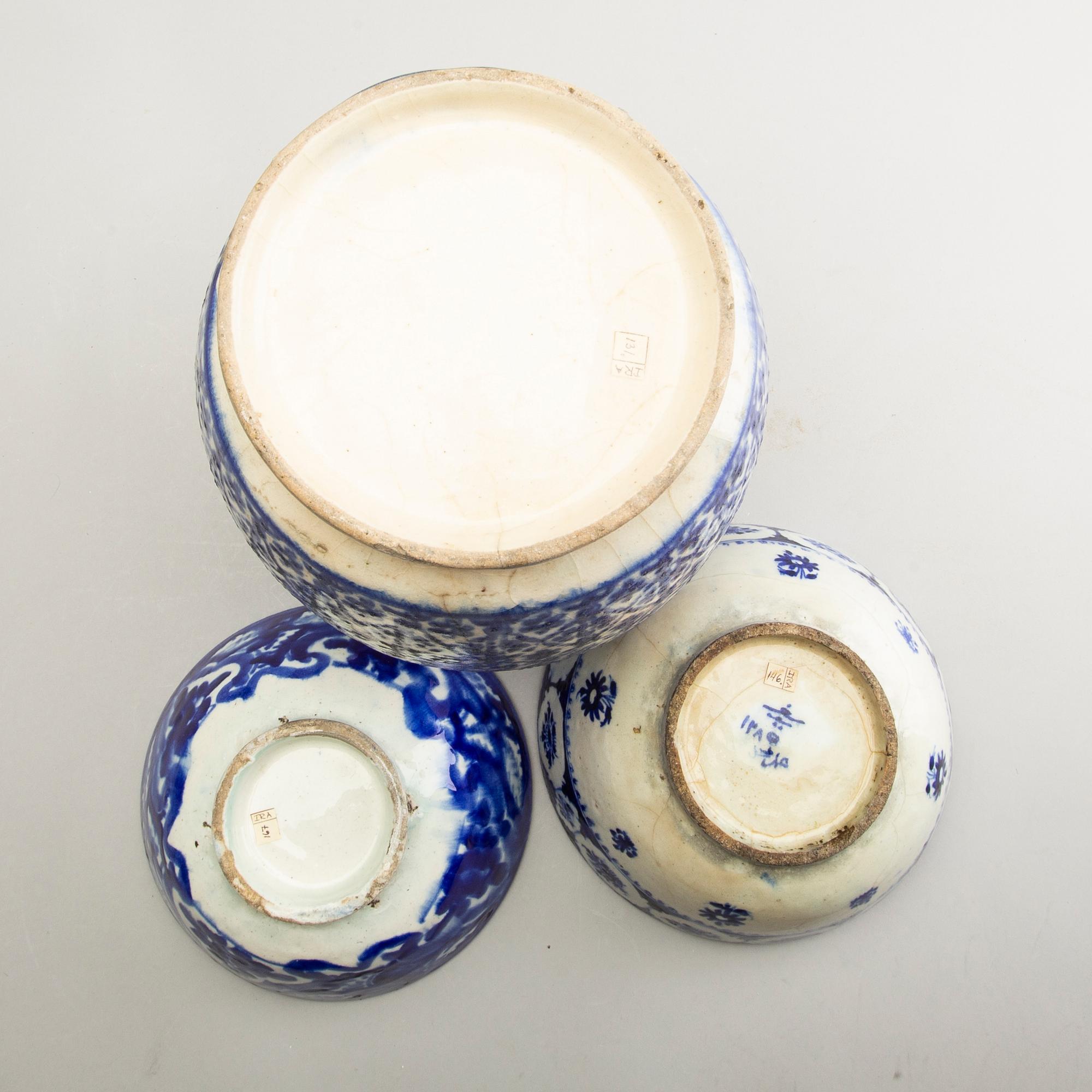 A group of persian cream ware, 18th/20th Century.  (9 pieces).