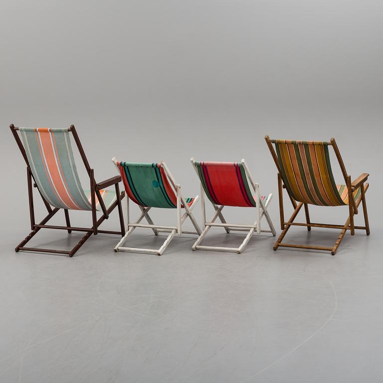 FOUR DECK CHAIRS, second half of the 20th century.