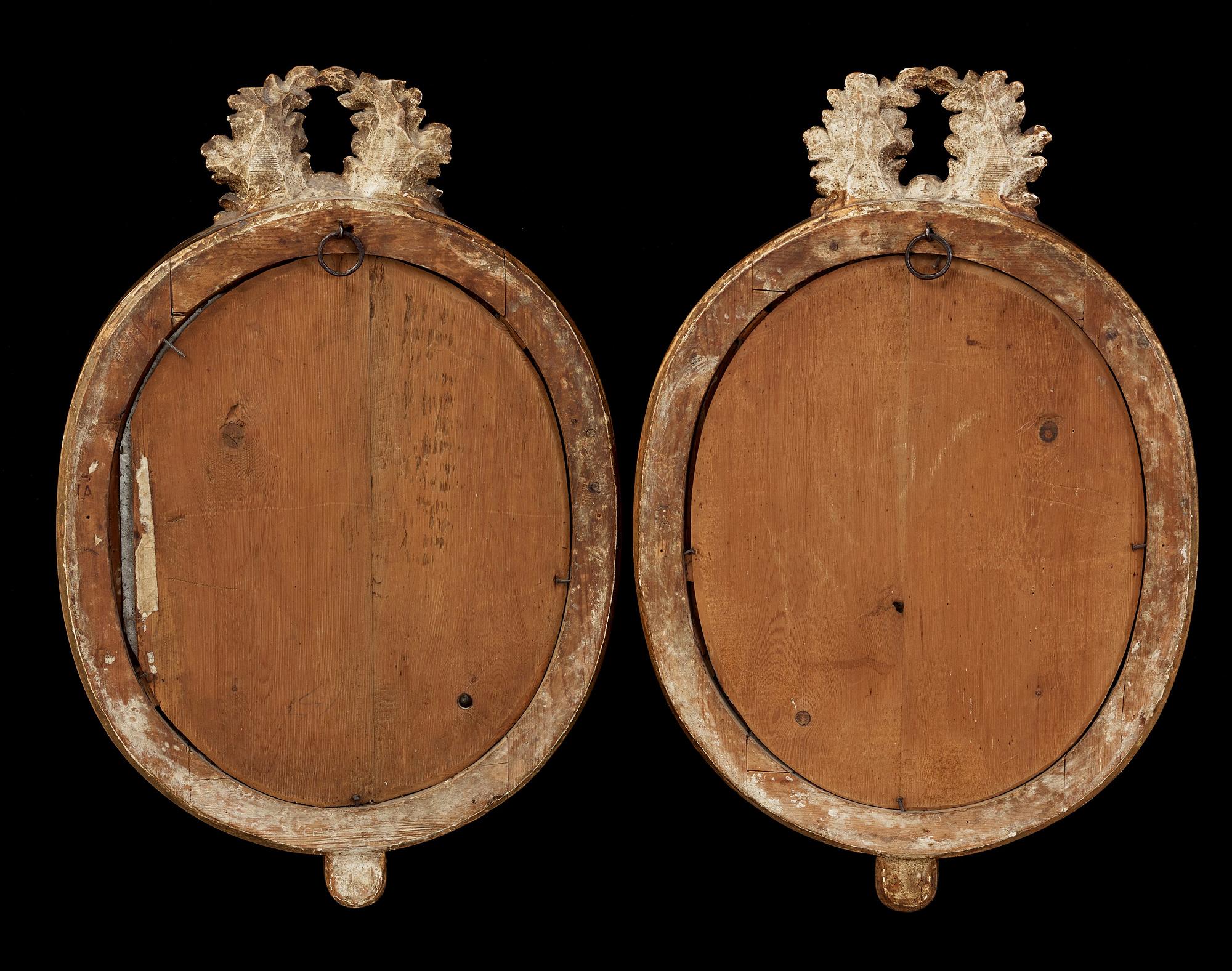 A pair of Gustavian late 18th century girandole mirrors by Johan Åkerblad, master 1758.