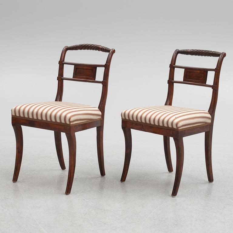 Five Empire Chairs, probably Lindome, Sweden, first half of the 19th Century.