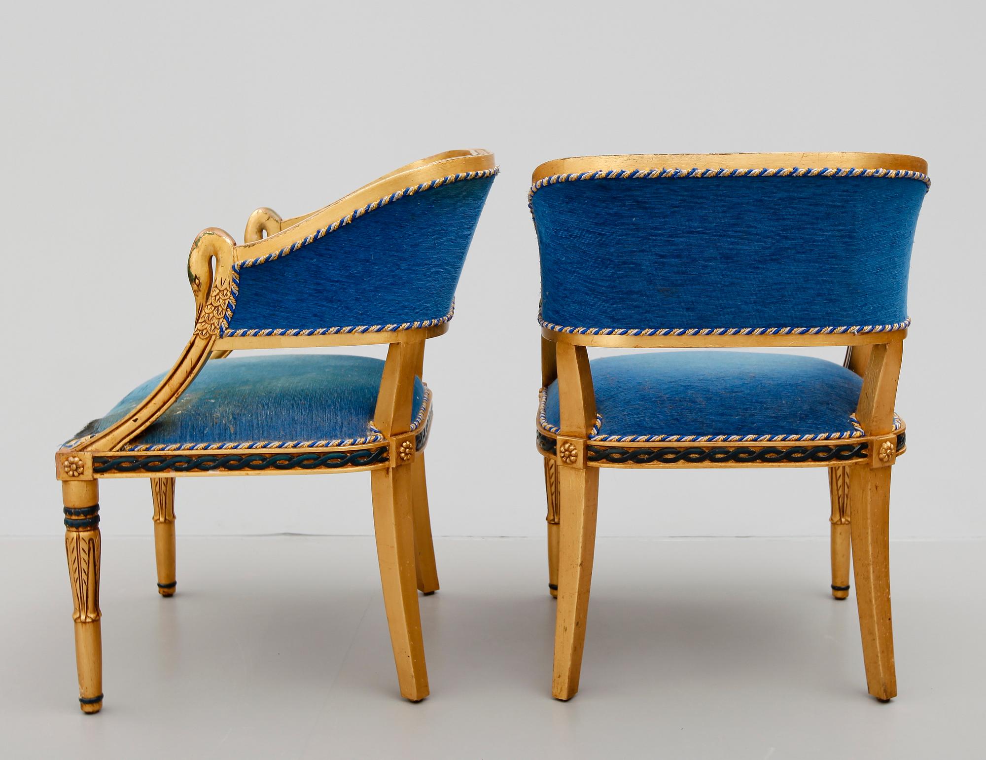 KARMSTOLAR, 1 par, empirestil, 1900-talets andra hälft.