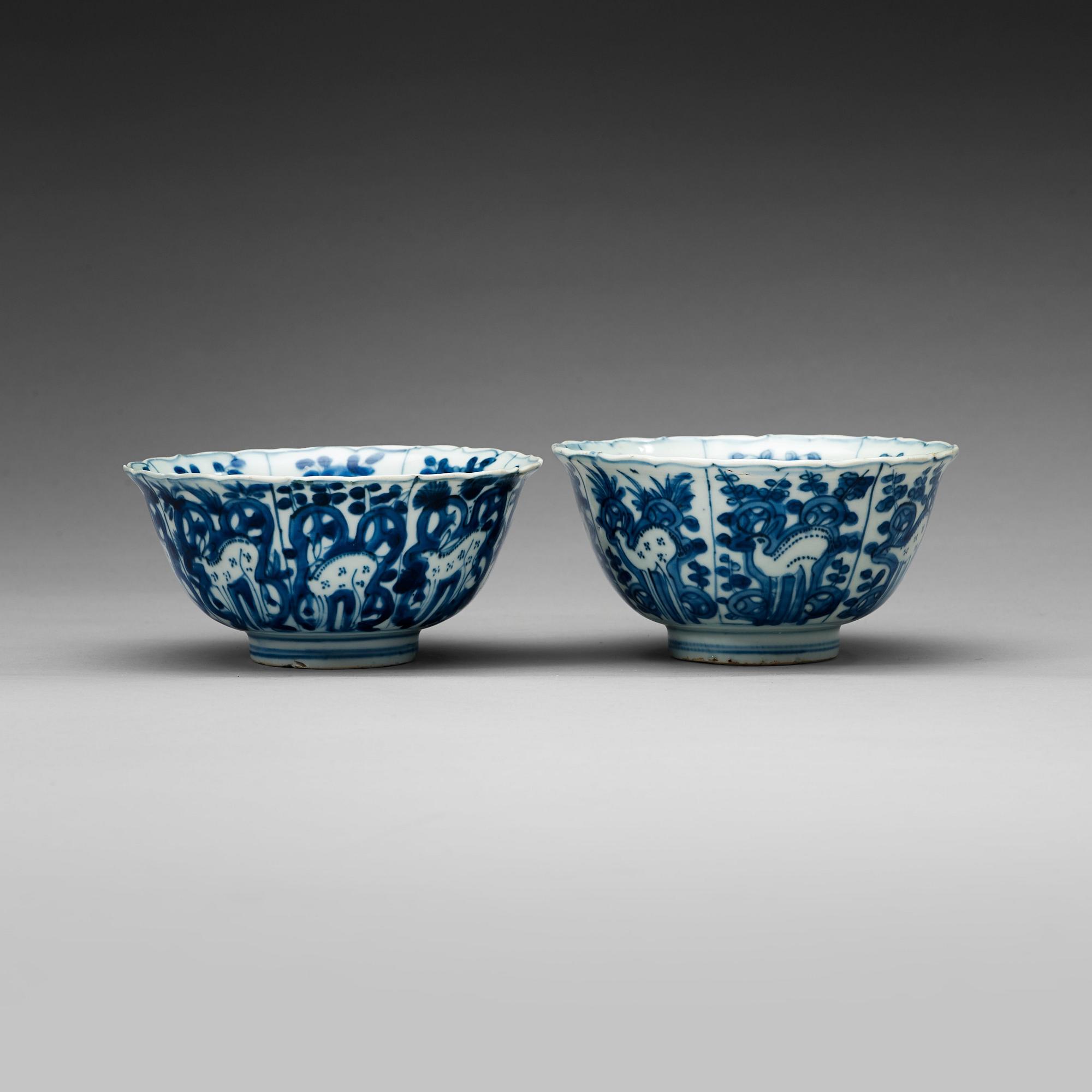 Two blue and white bowls, Ming dynasty, Wanli (1573-1612).