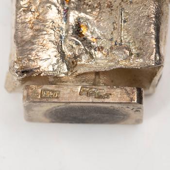 Lars Arby, a stamp and two small sculptures, silver, Gothenburg, Sweden.