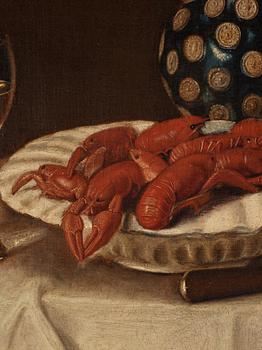 Swedish artist, 18th Century, still life with crayfish and drinking jugs.