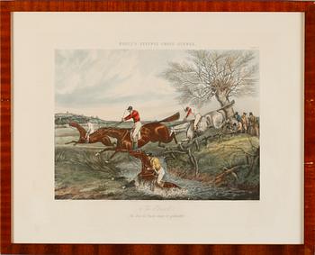 HENRY ALKEN, efter, 4 st, gravyrer, "Fores's Steeplechase Scenes", 1800-tal.