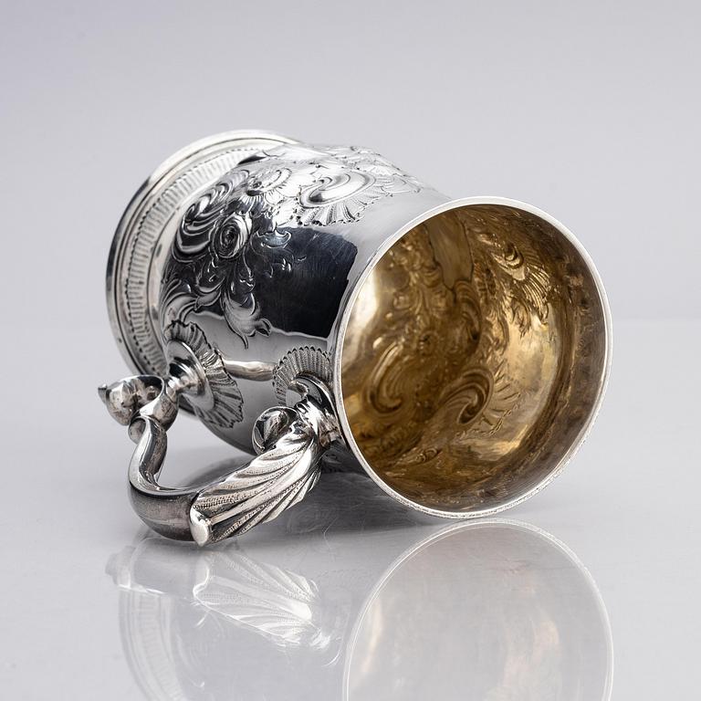 A silver mug, maker's mark probably Samuel Davenport, London 1794.