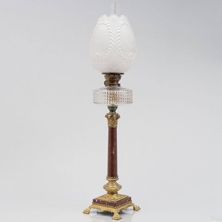 A kerosene lamp, circa 1900.