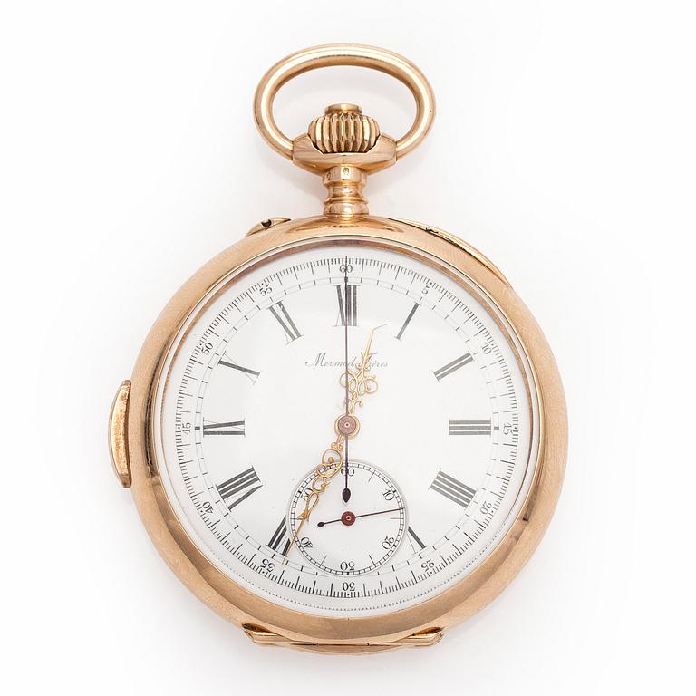 Mermod Frères, taskukello, repeteeri, kronografi, 51,5 mm.