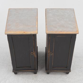 Bedside tables, a pair, first half of the 20th century.
