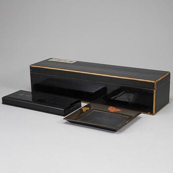 Two Japanese boxes with covers and a tray, Japan, 20th Century.