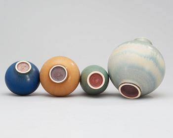 A set of four Berndt Friberg stoneware vases, Gustavsberg Studio 1962-78.
