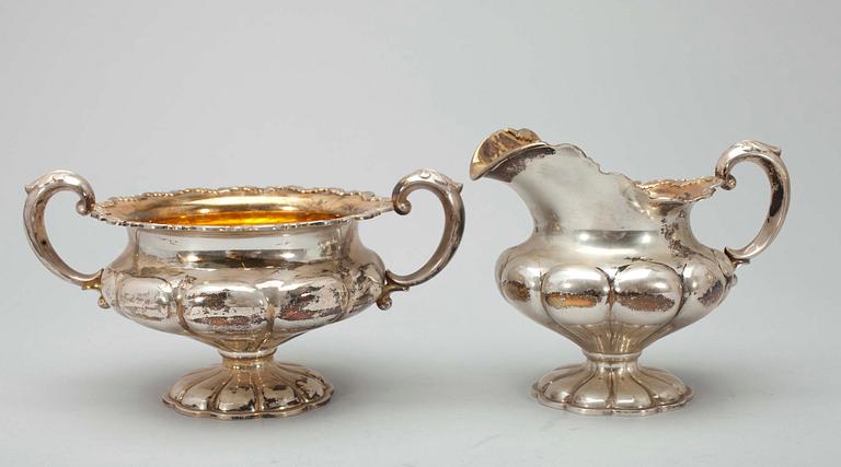 KAFFESERVIS, 3 delar, silver, Auran Kultaseppä, Åbo 1947. Tot. vikt 1096g.