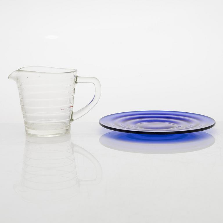 Jacob Eiler Bang, nine "Broksø" glass objects, first half of the 20th century. Holmegaard Denmark.