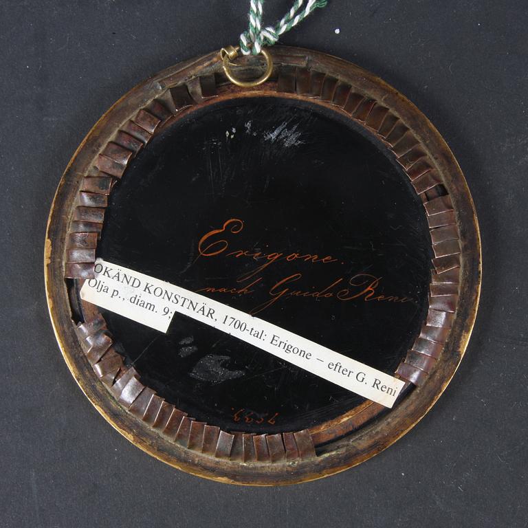 MINIATYRMÅLNING, olja, 1700/1800-tal efter Guido Reni.