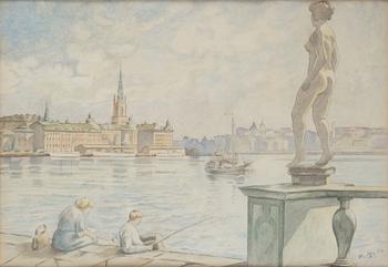 Swedish artist, circa 1920/30, View towards Södermalm.