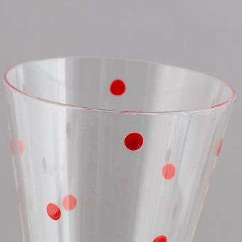 Anne Nilsson,  a set of10 glasses and decanter, "Clown", Orrefors.