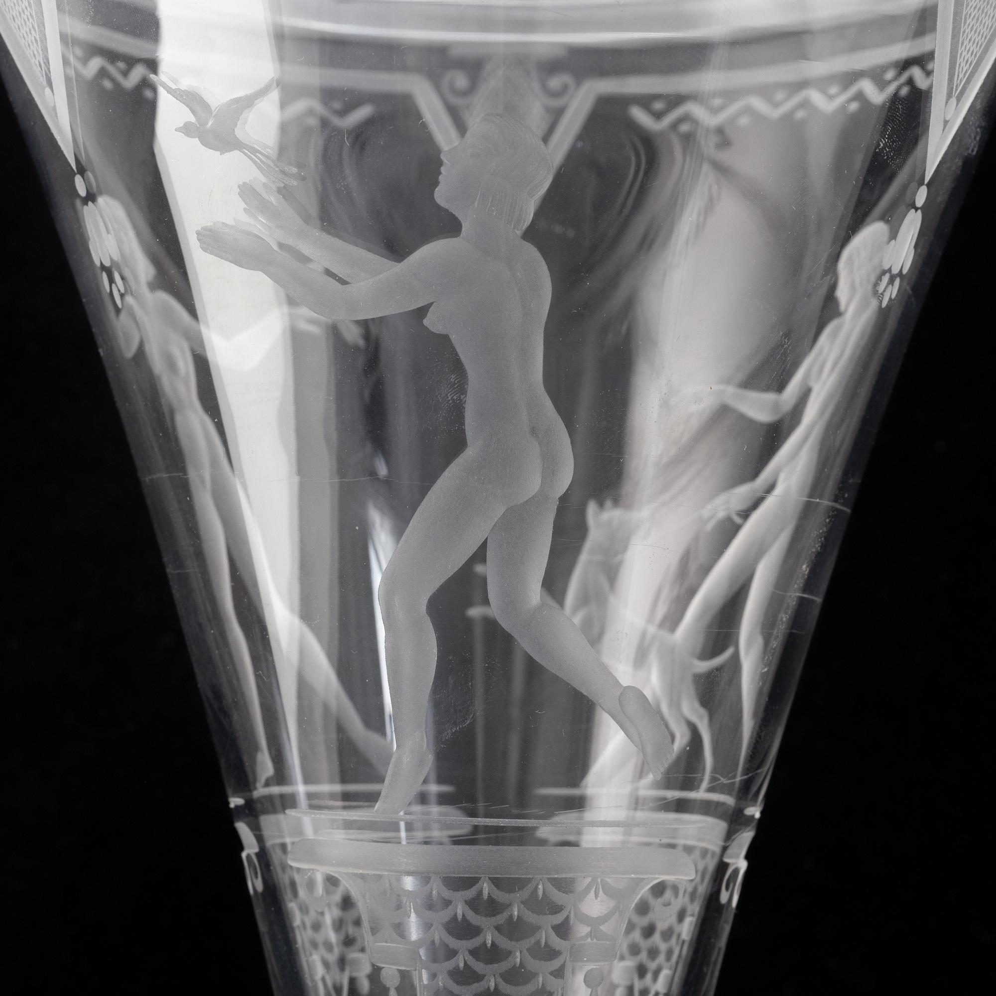Edvin Ollers, a glass cup, Elme glasbruk, Sweden, 1932.